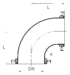Колено фланцевое 90° (1/4) DOMEX - схема