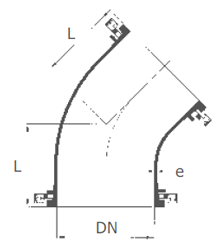Колено фланцевое 45° (1/8) DOMEX - схема