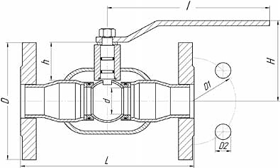 Кран шаровый фланцевый полнопроходной LD КШЦФ универсальный - схема, размеры