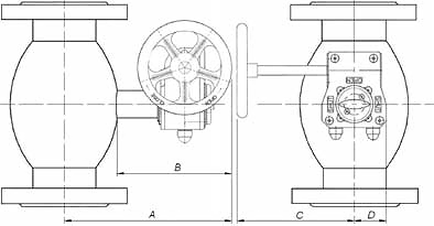 Кран шаровый с механическим редуктором LD КШЦХР для воды - схема, спецификация