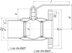 Кран шаровый комбинированный стандартнопроходной LD КШЦК универсальный - схема, спецификация